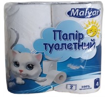 ТМ Мальвар Папір туалетний двошаровий 4шт 98мм 12уп/міш