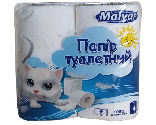 ТМ Мальвар Папір туалетний двошаровий 4шт 98мм 12уп/міш