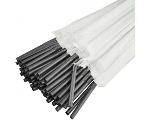 Трубочка гофра (d4,8мм) 21см 200шт чорна ИНД 35уп/ящ