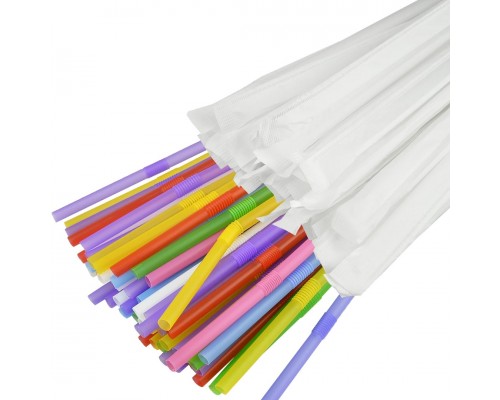 Трубочка гофра (d4,8мм) 21см 200шт микс ИНД 35уп/ящ