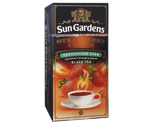 Чай Sun Gardens чорний Strawberry Cream  25пакетів