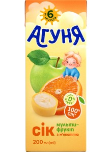 Сік з м`якотью Агуня Мультіфрукт 200мл   18шт/ящ
